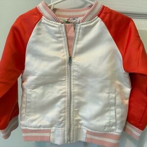 Vibrant Orange and White Kids Puffer Jacket